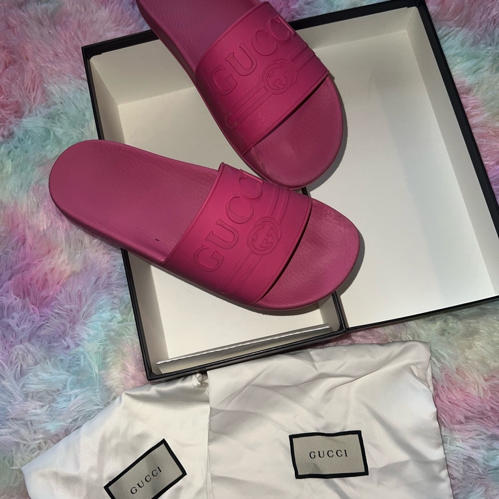🩷 Gucci Authentic Pink Rubbed Slides - Picture 3 of 6